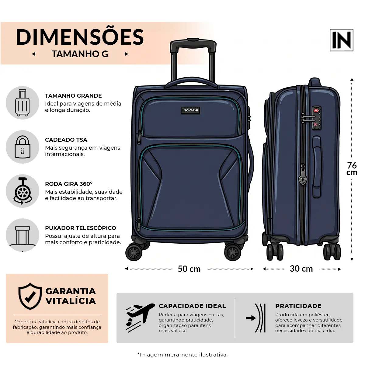 Mala Rígida Grande 32 Kg Poliester IN1017