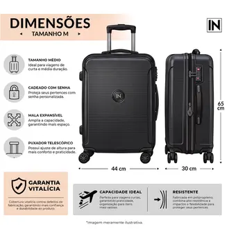 Mala Rígida Média 23 Kg Polipropileno IN1048